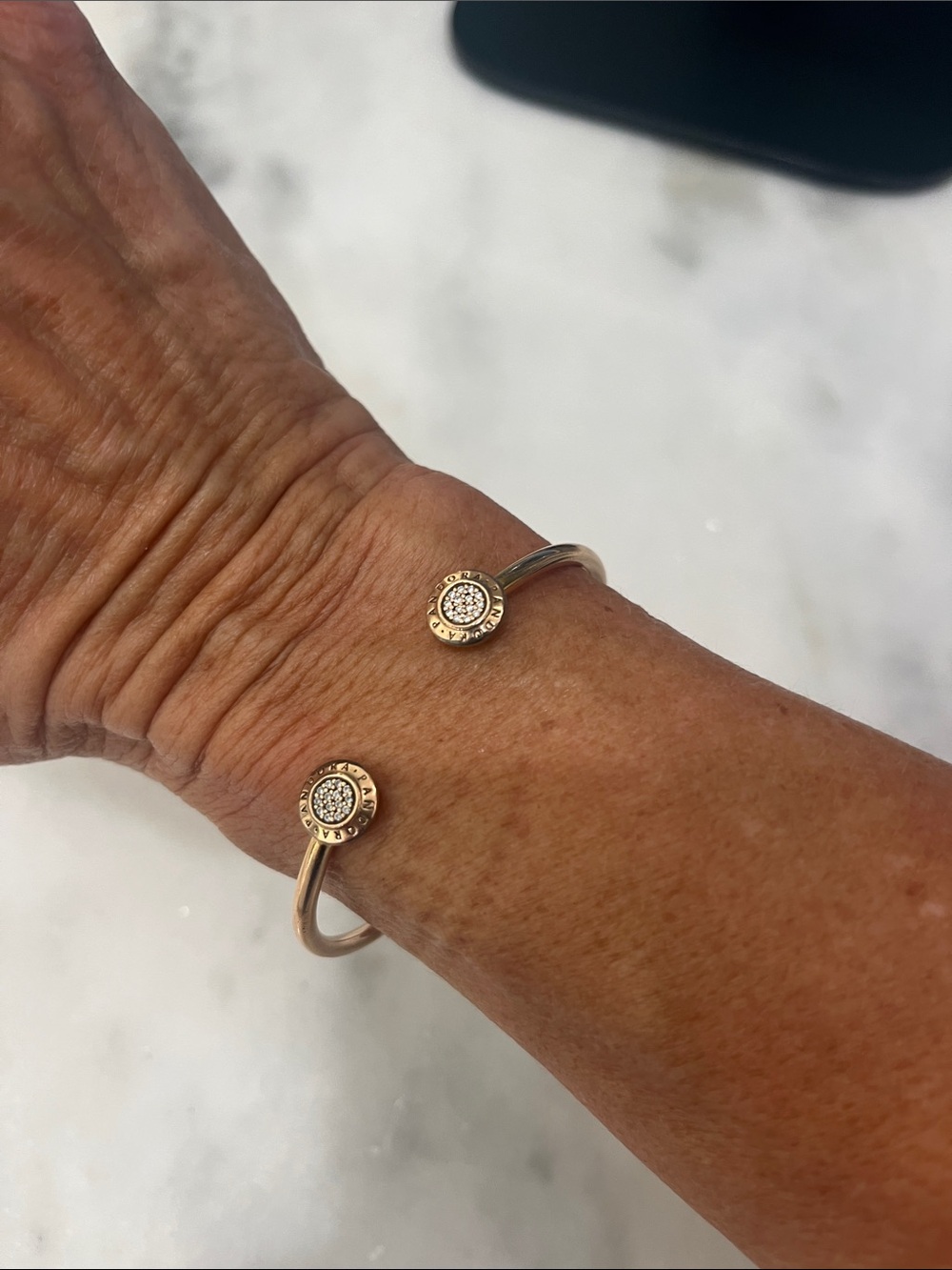 Rose Gold Tone Pave Open Cuff Bracelet - Unbranded